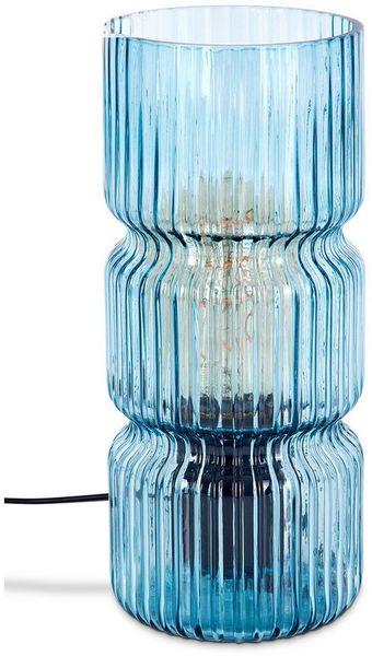 hofstein Tischleuchte Tischlampe aus Metall/Glas in Schwarz/Blau, ohne Leuchtmittel, mit Glasschirm (10,5cm) u. An/-Auschalter, 1x E27, ohne Leuchtmittel