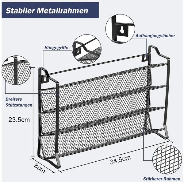 TUWENA Gewürzregal Generisch Gewürzregal Stehend & Wand Gewürz Organizer Küchen Organizer, mit 28 Gewürzgläser & 180 Gewürzetiketten & Trichter-Komplettse