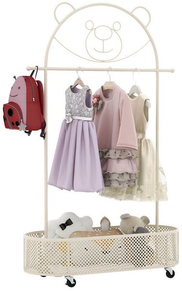 KOMFOTTEU Kleiderständer, Kindergarderobe mit 3 einstellbaren Höhen & Rollen