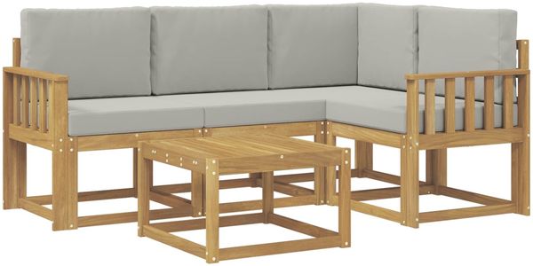 vidaXL Outdoor-Sofagarnitur 5 pcs Weiß und Hellgrau 59 x 59 x 37 cm 3387590 Bild 2