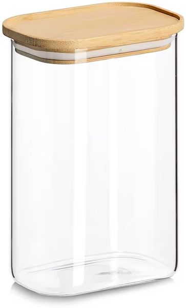 ZELLER 19052 Vorratsglas 1300 ml Borosilikatglas mit Bambusdeckel, ca. 12,8 x 9 x 18,8 cm