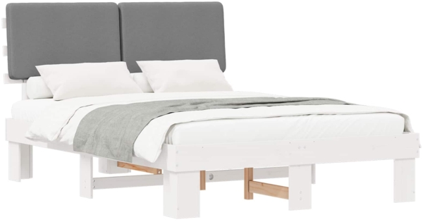 vidaXL Bettgestell mit gepolstertem Kopfteil Hellgrau 160 x 200 cm 877338