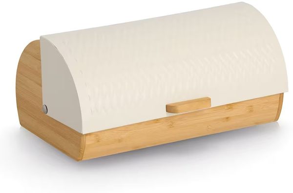 ZELLER 25420 Brotkasten, Bambus/Metall, creme, ca. 36 x 21,5 x 17