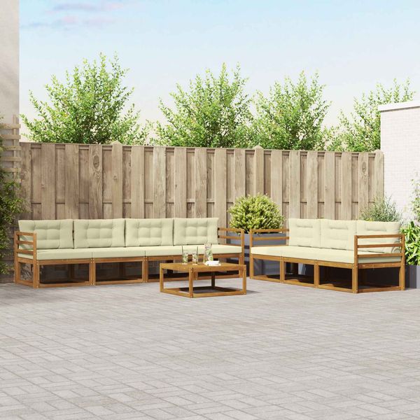 vidaXL Outdoor-Sofagarnitur mit Kissen 8 pcs Natur und Creme 3367283