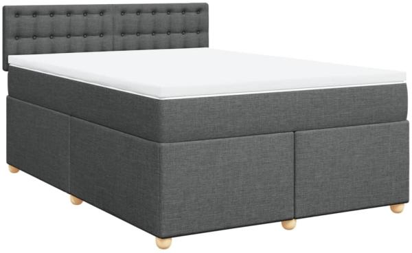 vidaXL Boxspringbett mit Matratze Dunkelgrau 140x200 cm Stoff 3289018 Bild 2