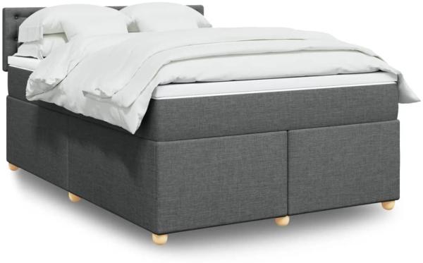 vidaXL Boxspringbett mit Matratze Dunkelgrau 140x200 cm Stoff 3289018