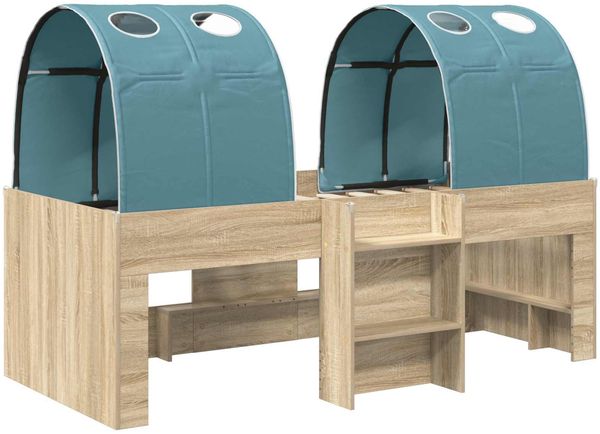 vidaXL Hochbett für Kinder mit Tunnel 3 Stk. Sonoma Eiche und Hellblau 3423540 Bild 3