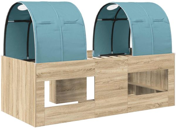vidaXL Hochbett für Kinder mit Tunnel 3 Stk. Sonoma Eiche und Hellblau 3423540 Bild 9
