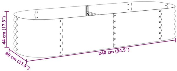 vidaXL Garten-Hochbeet 240x80x44 cm Verzinkter Stahl Grau 45528 Bild 8