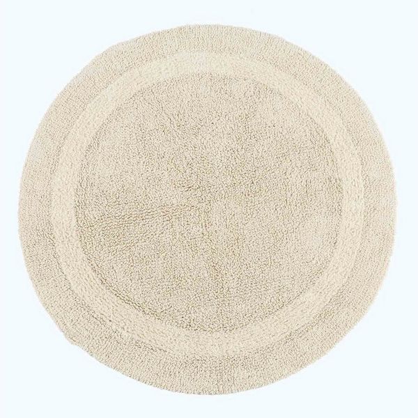 Homescapes Badematte Runde Battematte creme 80 cm aus 100% Baumwolle, Höhe 20 mm, Φ 80 cm