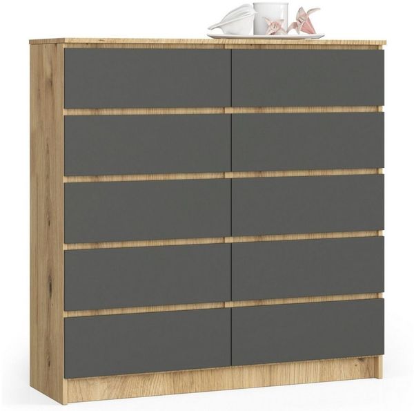 Raumhirsch Furniture Kommode mit 10 Schubladen 120 cm breit Holz Schrank, (viele Farbvarianten - Maße: 120 x 121 x 40 cm) - Hochwertig & stabil