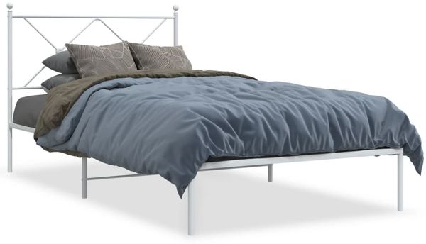 Einzelbettgestell Design für Erwachsene mit Kopfteil Metall Weiß 100x190 cm d2850e