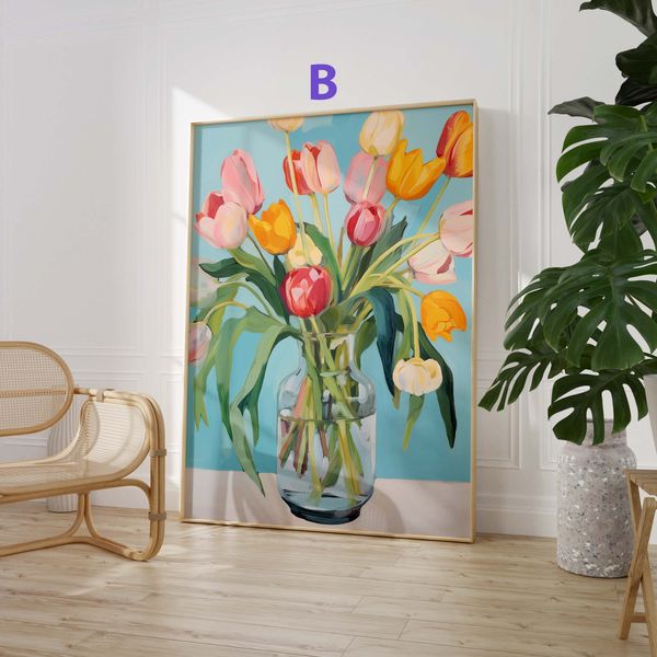 Blumen Poster · Geschenkidee · Korallenrosa Blüten · Romantische Floralkunst Aquarelloptik · Dekoprint ohne Rahmen - B / 80x120 cm