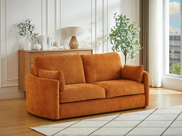 Vente-unique - BAGOMI Sofa Stoff Rot - B 97 cm x H 88 cm x L 199 cm