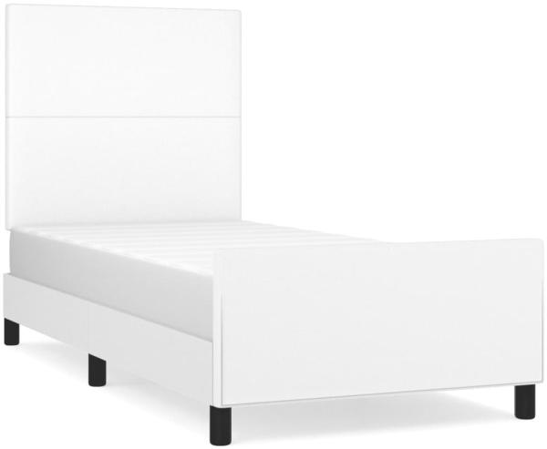 Einzelbett, Polsterbett mit Kopfteil Kunstleder Weiß 100x200 cm
