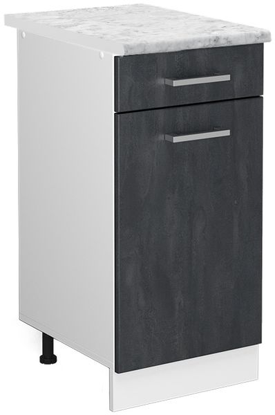 Küchenunterschrank R-Line Schwarz Beton 40 cm AP Marmor Vicco