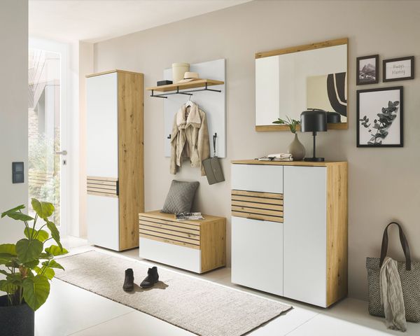Garderoben-Set >Melisande< in Weiß -Eiche Artisan Nachbildung