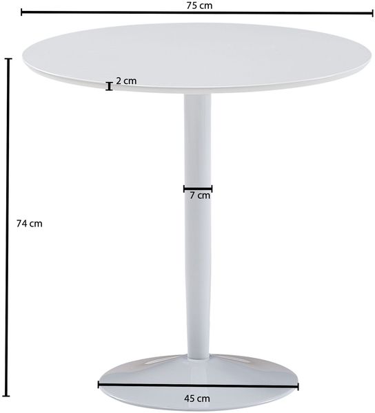 Esstisch Rund 75x75x74 cm Kleiner Küchentisch Weiß Hochglanz, Runder Esszimme... Bild 3