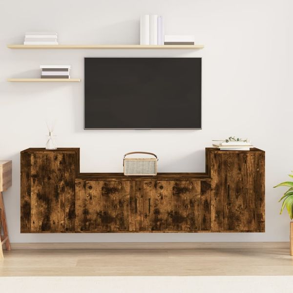 vidaXL 3-tlg. TV-Schrank-Set Räuchereiche Holzwerkstoff 3188515