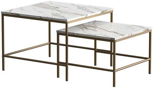 Couchtisch-Set Ramio Weiß/Gold 60 x 60 cm 2 Teile Vicco