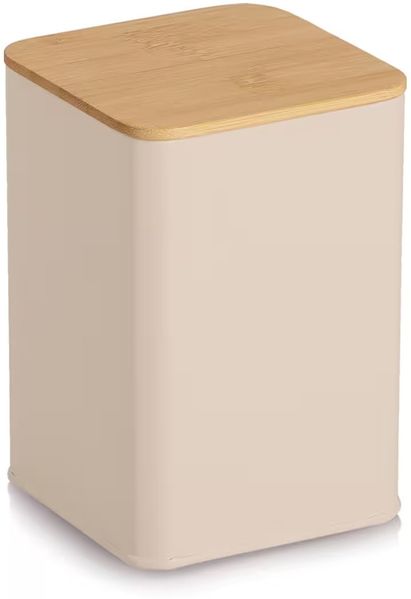 ZELLER 19418 Vorratsdose 1100 ml aus Metall, beige, ca. 9,5 x 9,5 x 14 cm