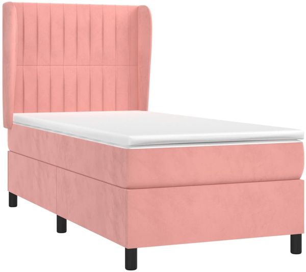 vidaXL Boxspringbett mit Matratze Rosa 100x200 cm Samt 3129320 Bild 3