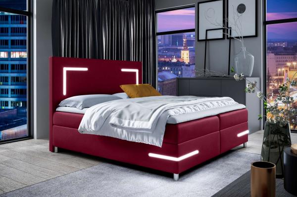 99rooms Sancho Boxspringbett 200x200 cm Velours MONOLITH Bordeaux