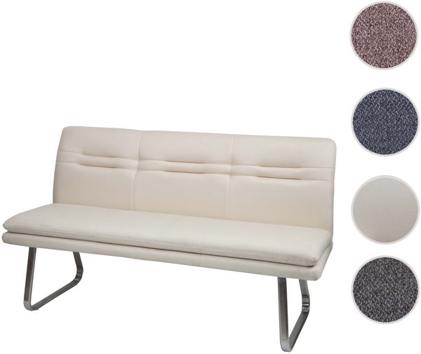 Sitzbank HWC-H70, Esszimmerbank Bank Polsterbank, Rückenlehne Stoff/Textil Edelstahl gebürstet ~ creme-beige 160cm Bild 8