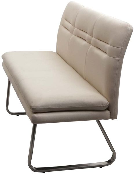 Sitzbank HWC-H70, Esszimmerbank Bank Polsterbank, Rückenlehne Stoff/Textil Edelstahl gebürstet ~ creme-beige 160cm Bild 3