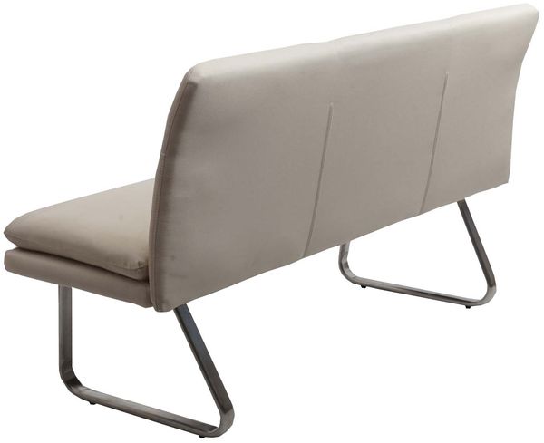 Sitzbank HWC-H70, Esszimmerbank Bank Polsterbank, Rückenlehne Stoff/Textil Edelstahl gebürstet ~ creme-beige 160cm Bild 4