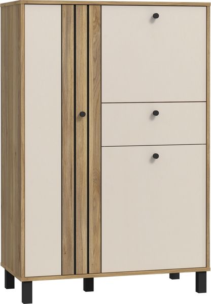 Highboard >KILLARNEY< in Sand / Mauvella Eiche Dekor - 88,1x131,8x42cm (BxHxT)