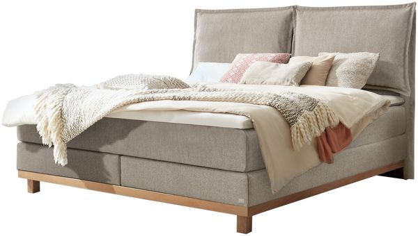 Zamora Boxspringbett grau Eiche MassivholzPolyester/Polyamid/Viskose 203cm x 172cm x 128cm