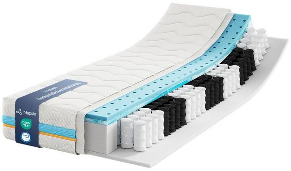 Taschenfederkernmatratze 7-Zonen Taschenfederkernmatratze 22cm H2/H3 OEKO-TEX, Napsie, 22 cm hoch, Federkern-Matratze mit Visco-Komfort und partnerunabhängigem Schlaf