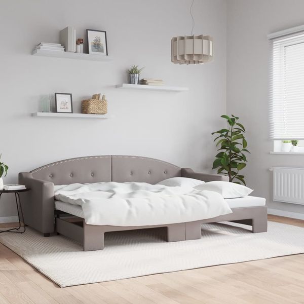 vidaXL Tagesbett Ausziehbar Taupe 80x200 cm Stoff 3197528