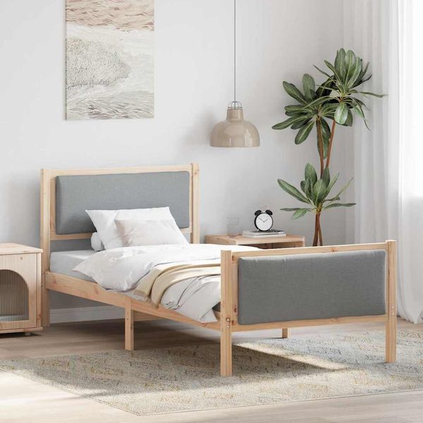 vidaXL Bettrahmen mit Kopfteil Hellgrau 100 x 200 cm Stoff 878349