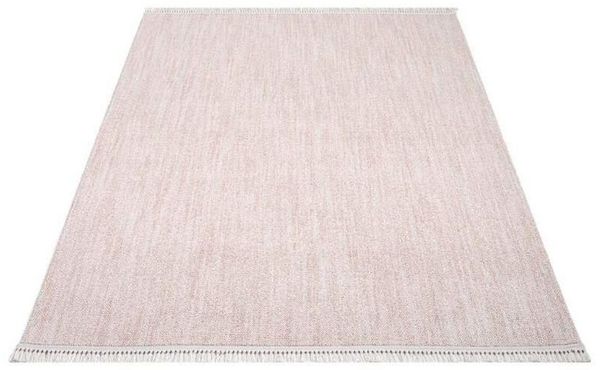 Carpet City Teppich CLASICO 0052, rechteckig, Höhe: 11 mm, Läufer, Kurzflor, Hochtief-Muster, Boho, Fransen, Wohnzimmer