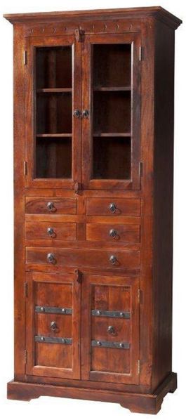 Vitrine Akazie 80x50x195 nougat lackiert OXFORD #454