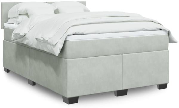 vidaXL Boxspringbett mit Matratze Hellgrau 140x200 cm Samt 3286324