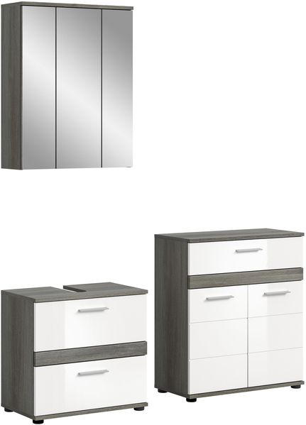 Badezimmerset Blake VI - Rauchsilber / Weiß Hochglanz