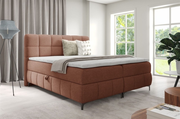 Boxspringbett Schlafzimmerbett SOPHIE 180x200cm Stoff Aragon Rostbraun