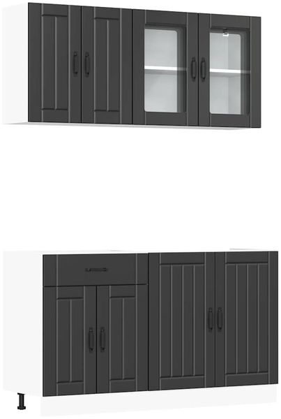 4-tlg. Küchenschrank-Set, Küchenmöbel Schwarz Holzwerkstoff