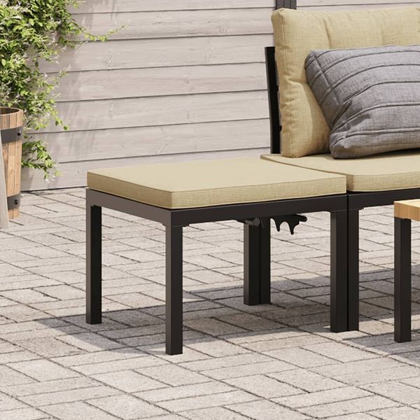 vidaXL Gartenhocker mit Kissen Schwarz Pulverbeschichteter Stahl 4008564