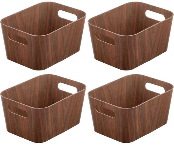 mDesign Aufbewahrungsbox Ordnung Organizer 4er Set Kisten Boxen Holz dunkelbraun