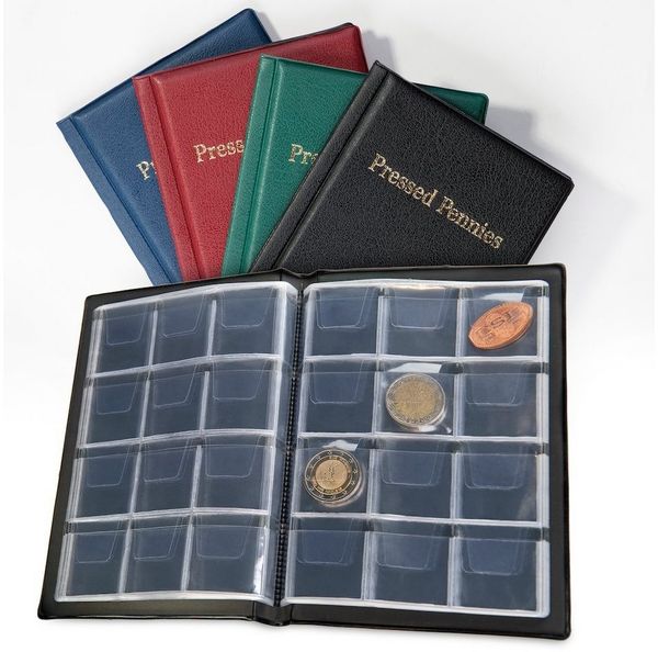 MC. Sammler Sammleretui Münzalbum Taschenalbum für 96 Stück Pressed Pennies , Grün