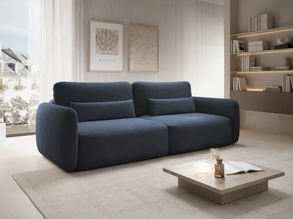 Vente-unique - VOPOZA Sofa Stoff Blau - B 103 cm x H 87 cm x L 238 cm