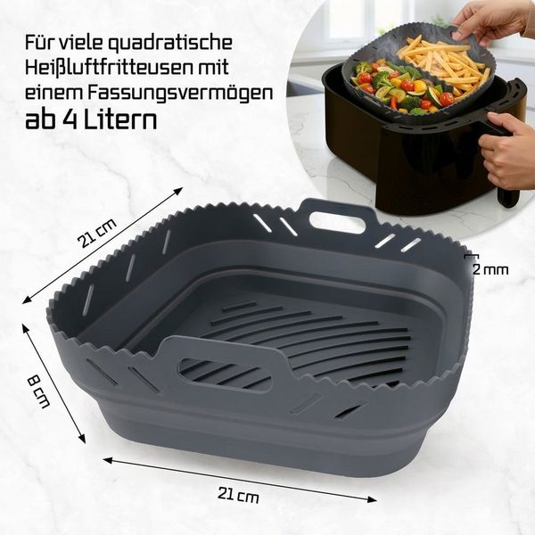 GOURMETmaxx Backform Silikonform Heißluftfritteuse ab 4 L - Airfryer Zubehör mit Trennwand, (1-tlg), Heißluftfritteuse Zubehör Silikon Backform, kreieren, garen, servieren Bild 4