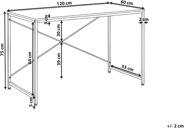 Schreibtisch ANDASTE Weiß 120 cm 60 cm Bild 2