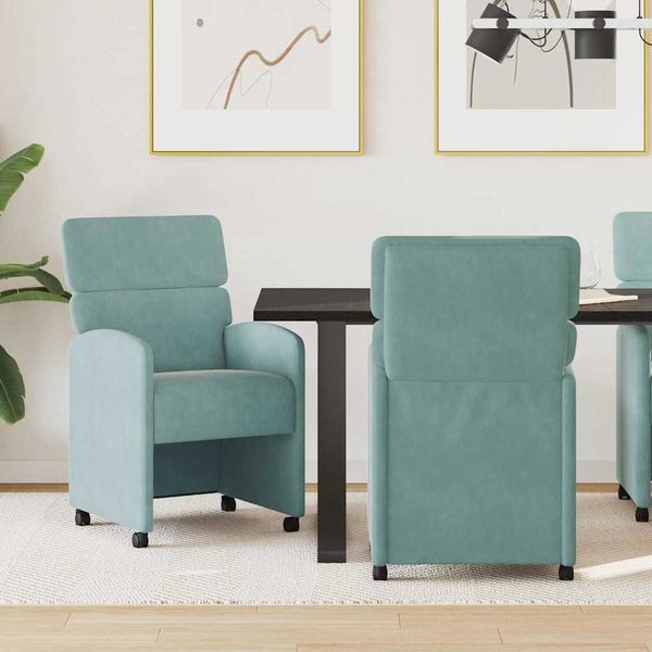 vidaXL Esszimmerstühle mit Rollen 2 pcs Meergrün 58 x 65 x 98 cm Samt 42017883