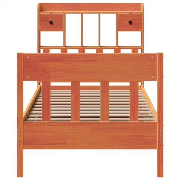 vidaXL Massivholzbett ohne Matratze Wachsbraun 75x190 cm Kiefernholz 3323286 Bild 3