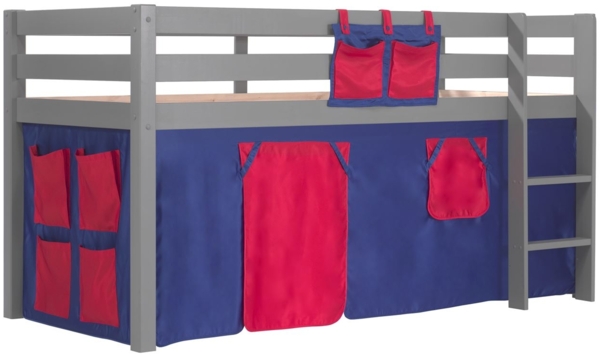 Kinderbett Karolina 210x114x106 Massivholz Grau Textilset Domino